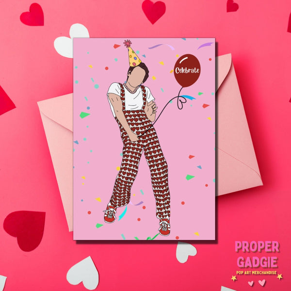 Pink Musical Themed Harry Styles Birthday Card For All Occasion With Envelope, A6 Size - ©️Proper Gadgie 2023